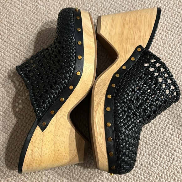 Veronica Beard Hardie Black Woven Leather Mule Clogs SIZE 9 - Picture 6 of 10